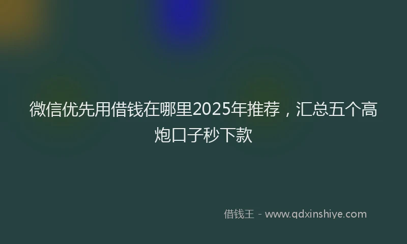 微信优先用借钱在哪里2025年推荐，汇总五个高炮口子秒下款