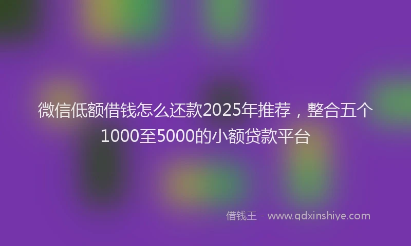 微信低额借钱怎么还款2025年推荐，整合五个1000至5000的小额贷款平台