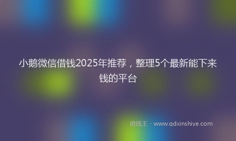 小鹅微信借钱2025年推荐，整理5个最新能下来钱的平台