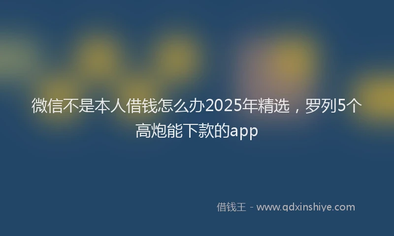 微信不是本人借钱怎么办2025年精选，罗列5个高炮能下款的app