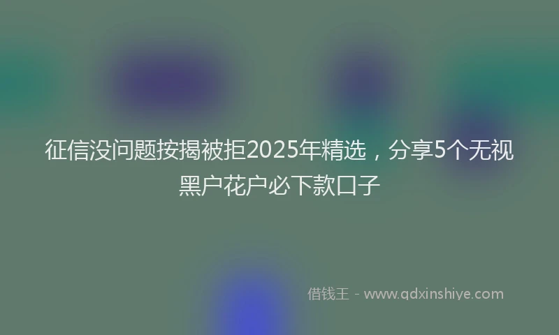 征信没问题按揭被拒2025年精选，分享5个无视黑户花户必下款口子