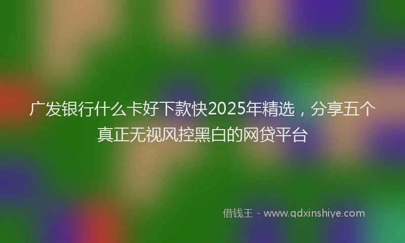广发银行什么卡好下款快2025年精选，分享五个真正无视风控黑白的网贷平台