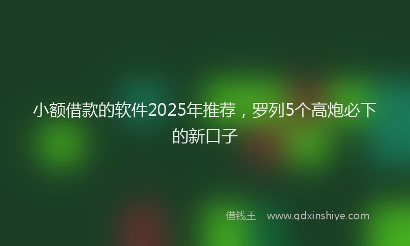 小额借款的软件2025年推荐，罗列5个高炮必下的新口子