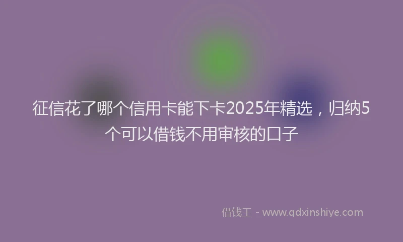征信花了哪个信用卡能下卡2025年精选，归纳5个可以借钱不用审核的口子