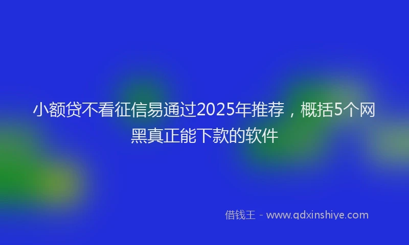 小额贷不看征信易通过2025年推荐，概括5个网黑真正能下款的软件