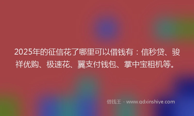 2025年的征信花了哪里可以借钱有：信秒贷、骏祥优购、极速花、翼支付钱包、掌中宝租机等。