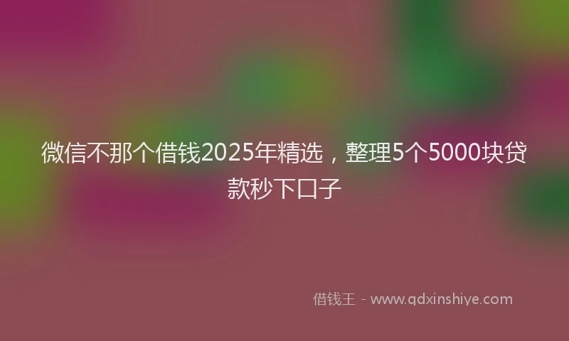 微信不那个借钱2025年精选，整理5个5000块贷款秒下口子