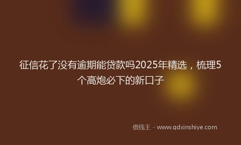 征信花了没有逾期能贷款吗2025年精选，梳理5个高炮必下的新口子