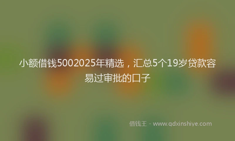 小额借钱5002025年精选，汇总5个19岁贷款容易过审批的口子