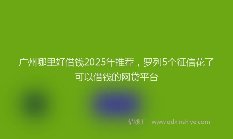 广州哪里好借钱2025年推荐，罗列5个征信花了可以借钱的网贷平台