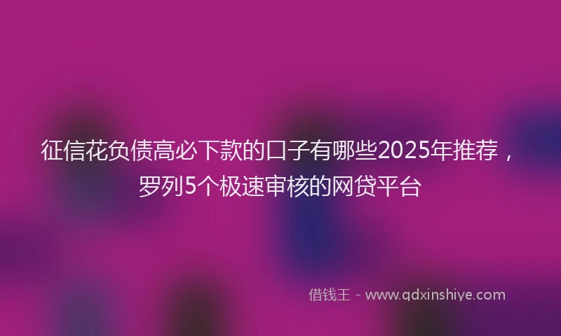 征信花负债高必下款的口子有哪些2025年推荐，罗列5个极速审核的网贷平台