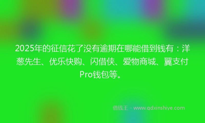 2025年的征信花了没有逾期在哪能借到钱有：洋葱先生、优乐快购、闪借侠、爱物商城、翼支付Pro钱包等。