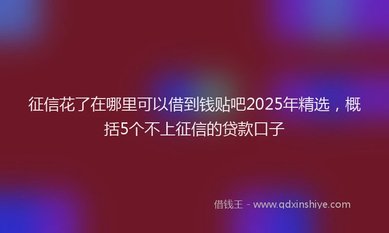 征信花了在哪里可以借到钱贴吧2025年精选，概括5个不上征信的贷款口子
