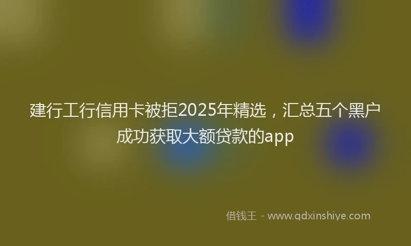 建行工行信用卡被拒2025年精选，汇总五个黑户成功获取大额贷款的app