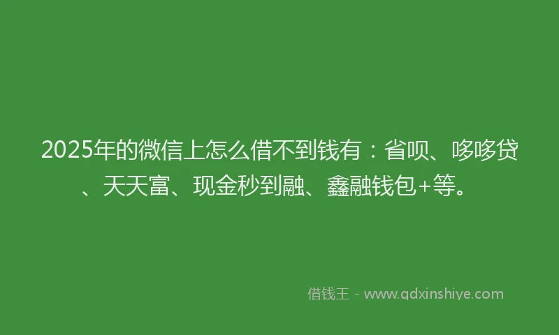 2025年的微信上怎么借不到钱有：省呗、哆哆贷、天天富、现金秒到融、鑫融钱包+等。