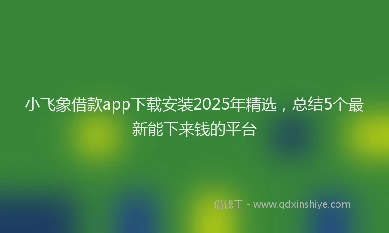 小飞象借款app下载安装2025年精选，总结5个最新能下来钱的平台