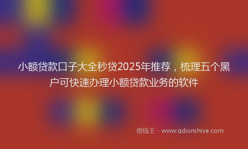 小额贷款口子大全秒贷2025年推荐，梳理五个黑户可快速办理小额贷款业务的软件