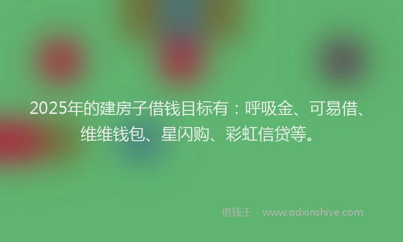 2025年的建房子借钱目标有：呼吸金、可易借、维维钱包、星闪购、彩虹信贷等。