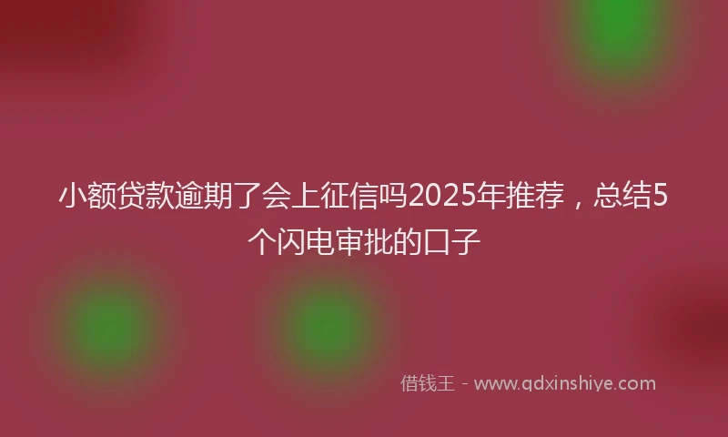 小额贷款逾期了会上征信吗2025年推荐，总结5个闪电审批的口子
