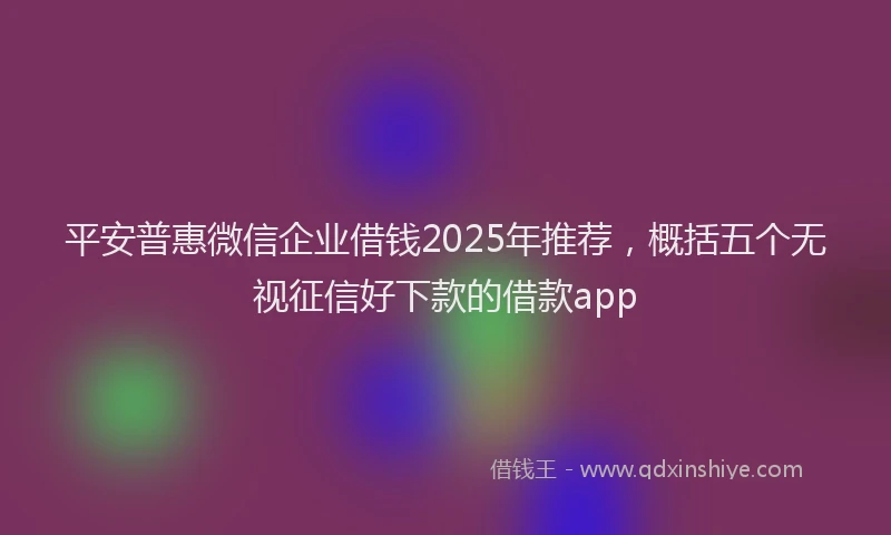 平安普惠微信企业借钱2025年推荐，概括五个无视征信好下款的借款app