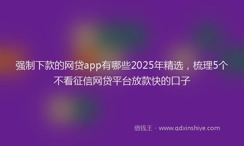 强制下款的网贷app有哪些2025年精选，梳理5个不看征信网贷平台放款快的口子