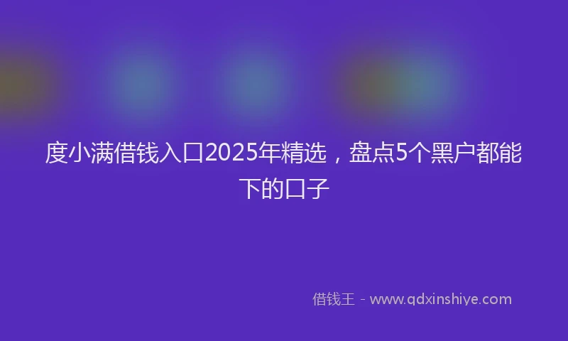 度小满借钱入口2025年精选，盘点5个黑户都能下的口子