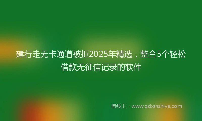 建行走无卡通道被拒2025年精选，整合5个轻松借款无征信记录的软件
