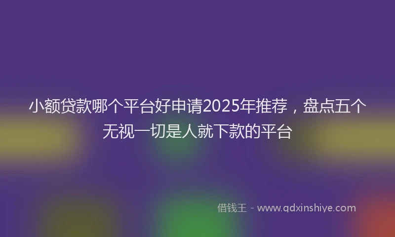 小额贷款哪个平台好申请2025年推荐，盘点五个无视一切是人就下款的平台