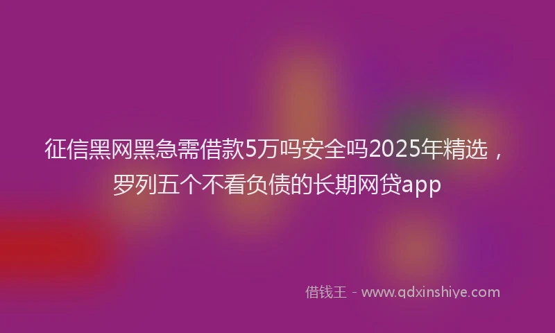 征信黑网黑急需借款5万吗安全吗2025年精选，罗列五个不看负债的长期网贷app