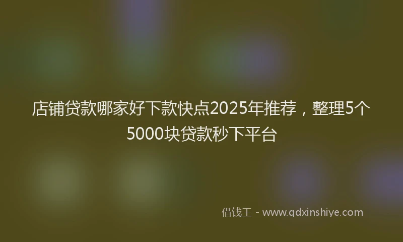 店铺贷款哪家好下款快点2025年推荐，整理5个5000块贷款秒下平台