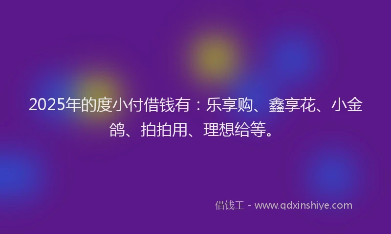 2025年的度小付借钱有：乐享购、鑫享花、小金鸽、拍拍用、理想给等。