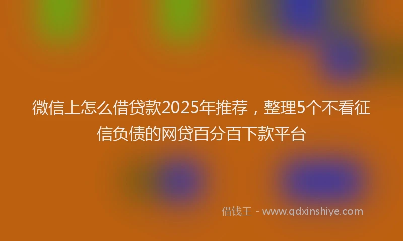 微信上怎么借贷款2025年推荐，整理5个不看征信负债的网贷百分百下款平台