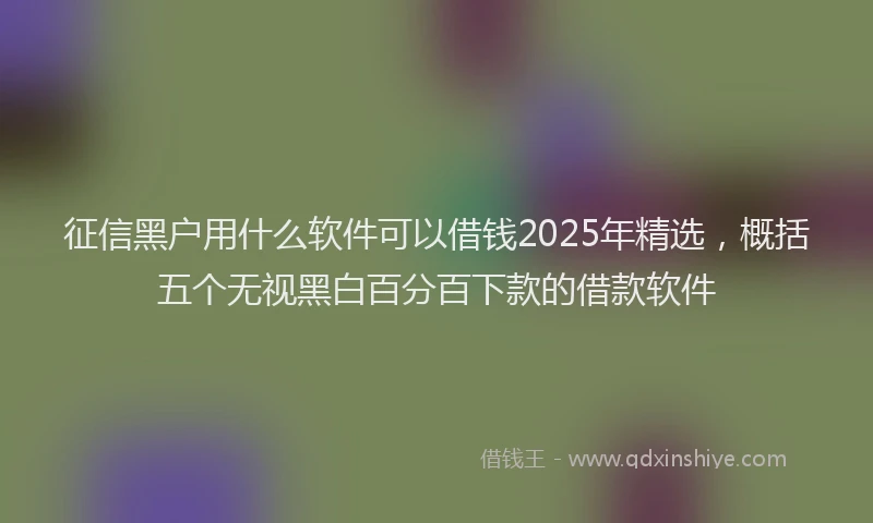 征信黑户用什么软件可以借钱2025年精选，概括五个无视黑白百分百下款的借款软件