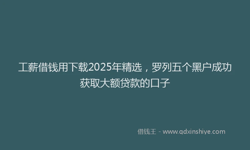 工薪借钱用下载2025年精选，罗列五个黑户成功获取大额贷款的口子