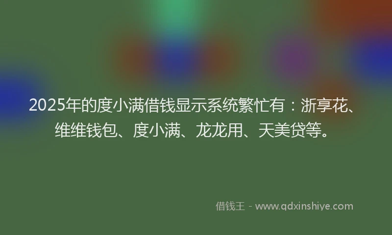 2025年的度小满借钱显示系统繁忙有：浙享花、维维钱包、度小满、龙龙用、天美贷等。