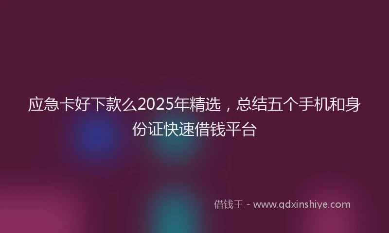 应急卡好下款么2025年精选，总结五个手机和身份证快速借钱平台
