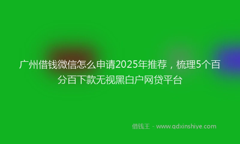 广州借钱微信怎么申请2025年推荐，梳理5个百分百下款无视黑白户网贷平台