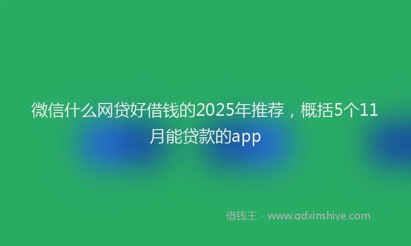 微信什么网贷好借钱的2025年推荐，概括5个11月能贷款的app