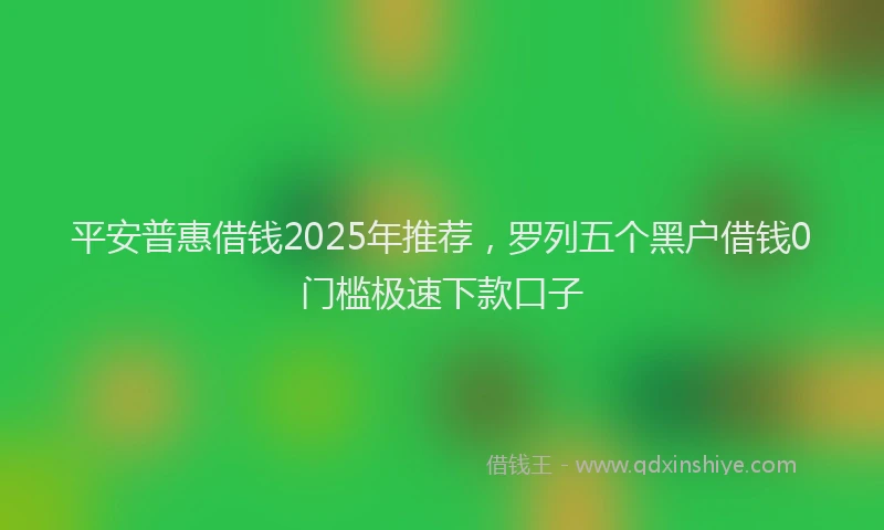 平安普惠借钱2025年推荐，罗列五个黑户借钱0门槛极速下款口子