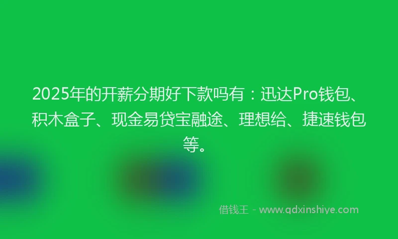 2025年的开薪分期好下款吗有：迅达Pro钱包、积木盒子、现金易贷宝融途、理想给、捷速钱包等。