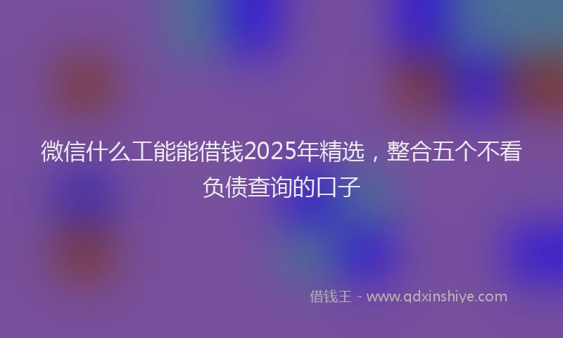 微信什么工能能借钱2025年精选，整合五个不看负债查询的口子