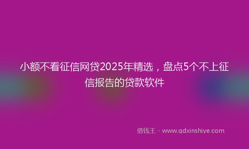 小额不看征信网贷2025年精选，盘点5个不上征信报告的贷款软件