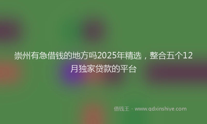崇州有急借钱的地方吗2025年精选，整合五个12月独家贷款的平台