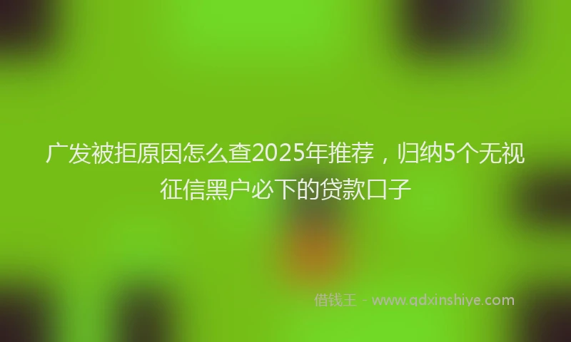 广发被拒原因怎么查2025年推荐，归纳5个无视征信黑户必下的贷款口子