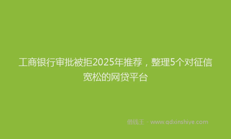 工商银行审批被拒2025年推荐，整理5个对征信宽松的网贷平台