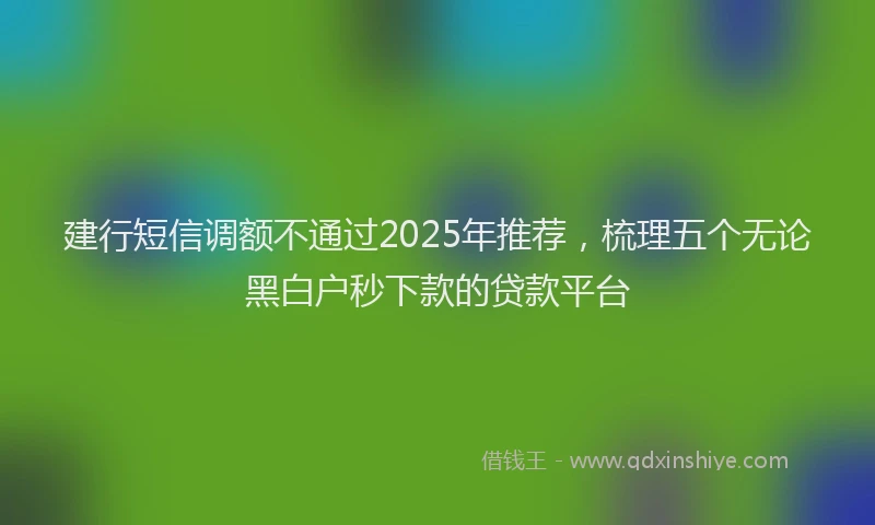 建行短信调额不通过2025年推荐，梳理五个无论黑白户秒下款的贷款平台