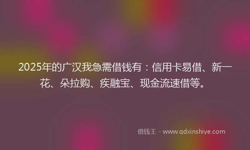 2025年的广汉我急需借钱有：信用卡易借、新一花、朵拉购、疾融宝、现金流速借等。
