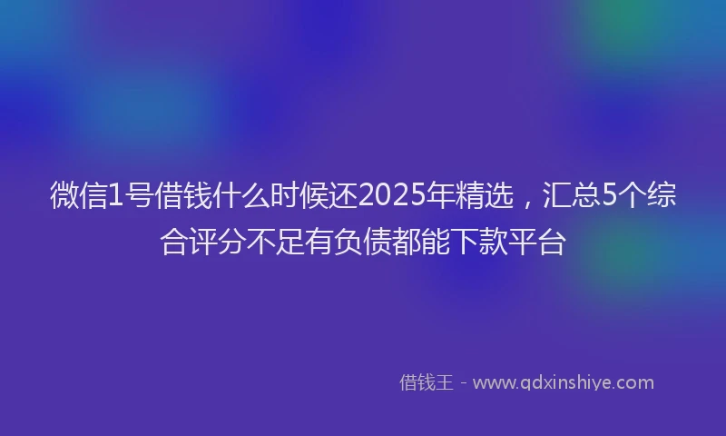 微信1号借钱什么时候还2025年精选，汇总5个综合评分不足有负债都能下款平台