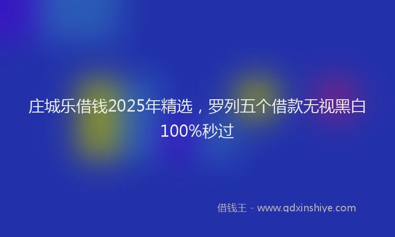 庄城乐借钱2025年精选，罗列五个借款无视黑白100%秒过