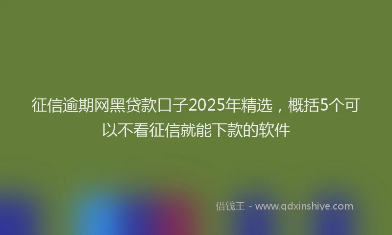征信逾期网黑贷款口子2025年精选，概括5个可以不看征信就能下款的软件
